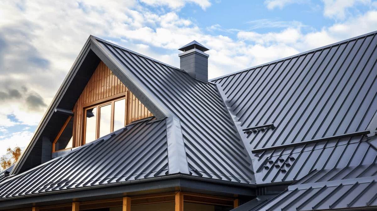 Yeşilova EPDM Kauçuk Çatı – antrasit kenet sistem metal çatıyla kaplanmış müstakil ev